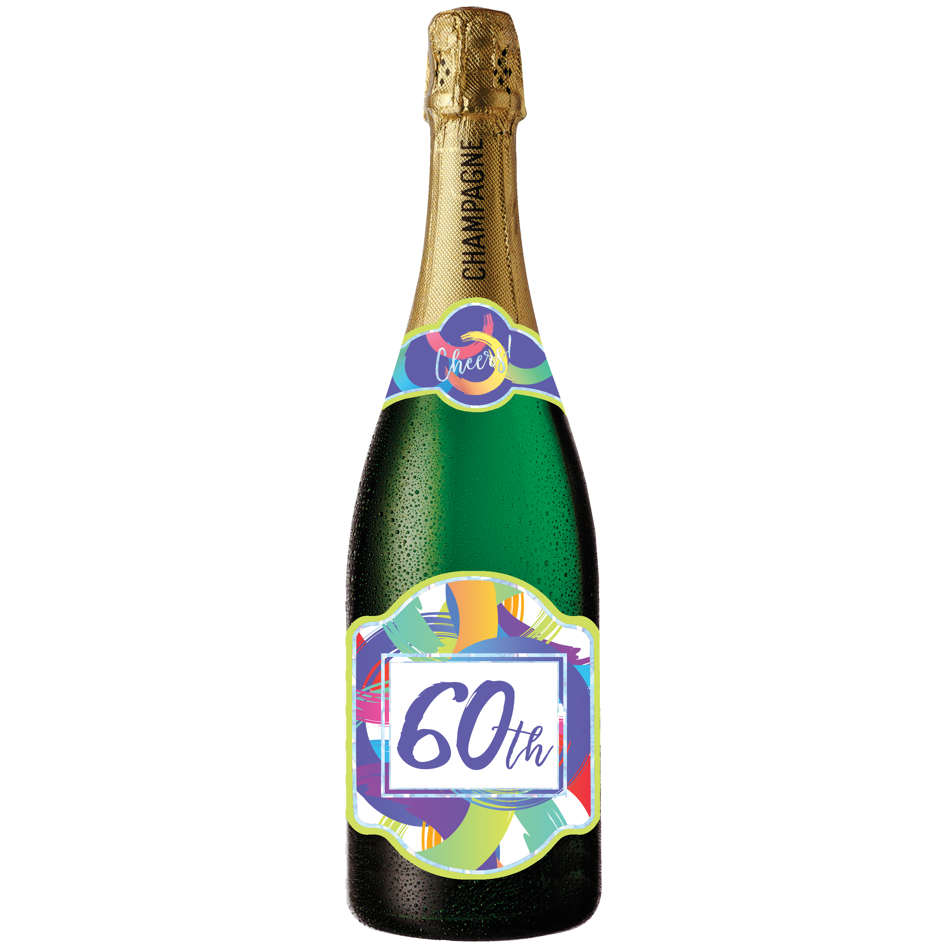 Pictura 60th Birthday Champagne Sound Card featuring a festive champagne bottle and celebratory design for milestone celebrations